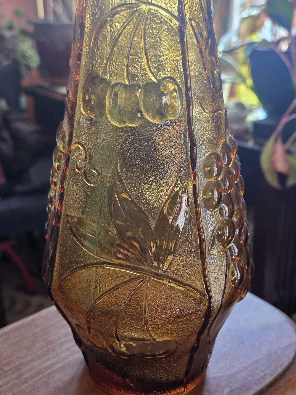 Vintage Empoli Amber Genie Bottle Glass Decanter 1960s with Stopper - Picture 5 of 6